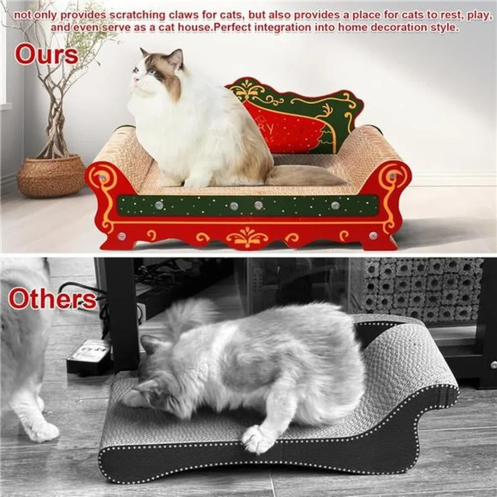 Cat scratch sofa cardboard lounge bed indoor scratcher pad red cat furniture